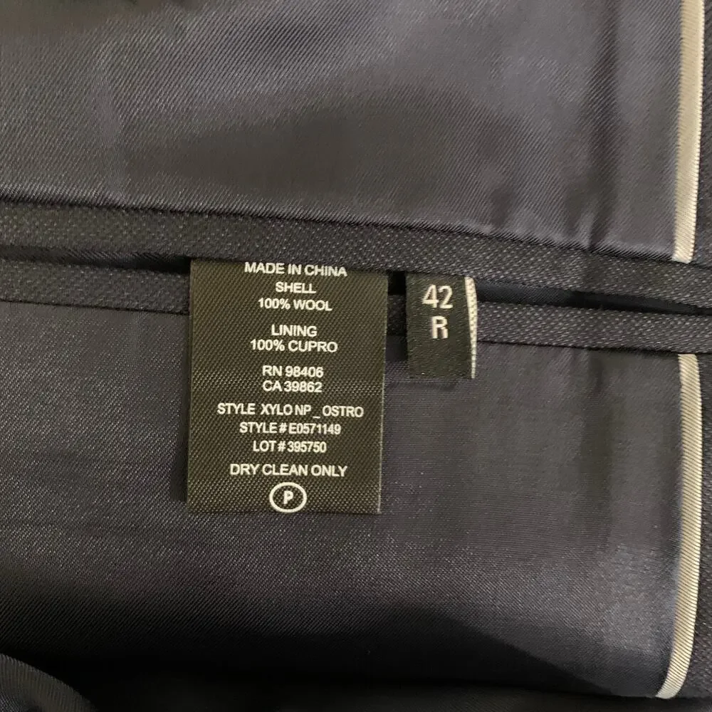 THEORY Chest Size 42 Navy Solid Wool Notch Lapel 36 35 Suit